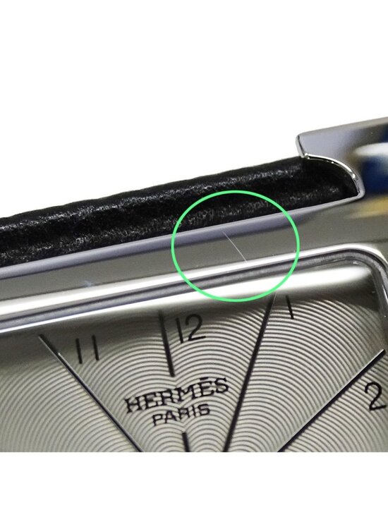 Hermes Watch Boys Quartz Stainless Steel Leather Silver Black A Polished main image 16